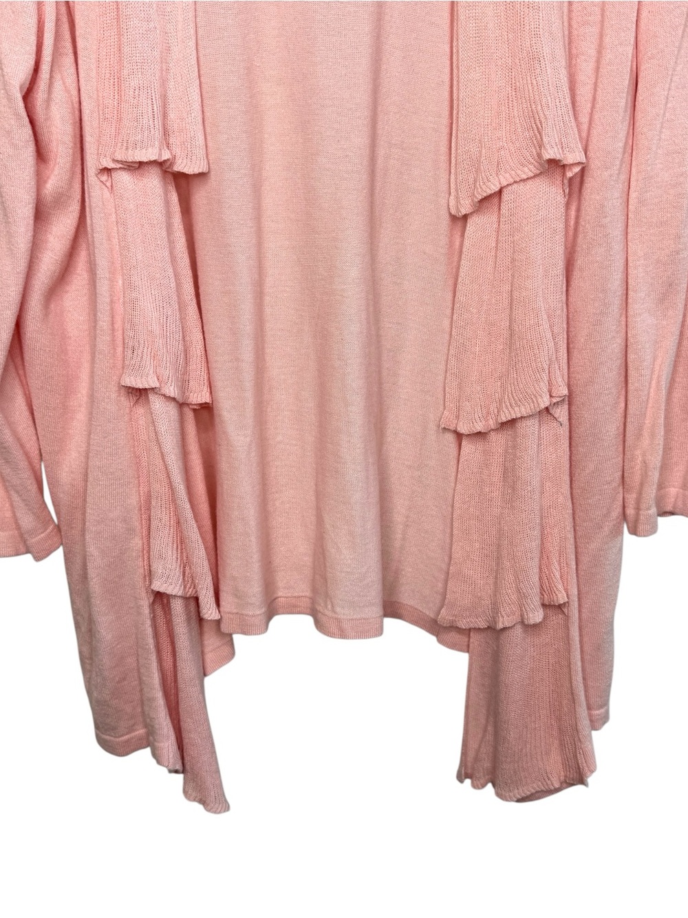 NWT Chico's Soft Pink Ruffle Open Front Cardigan Size Large - Picture 5 of 12